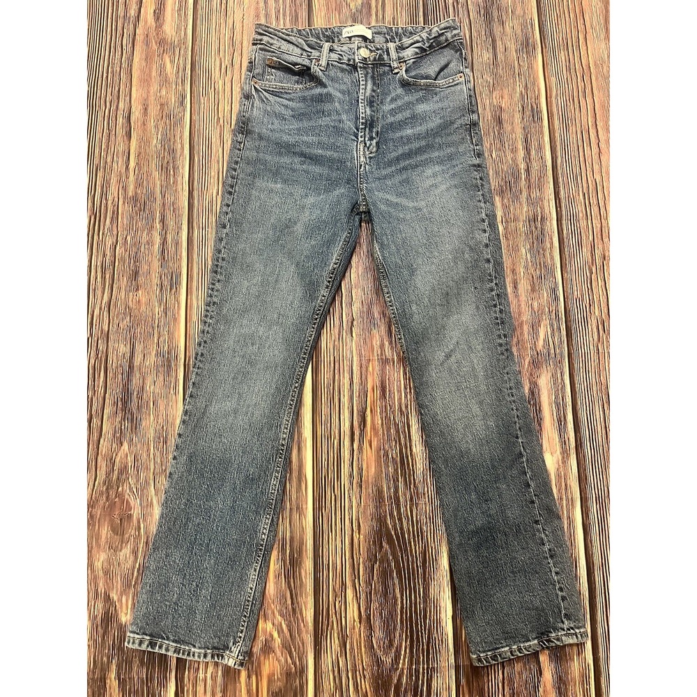 Zara Jeans Size 6 Womens Skinny Mid Rise Medium Wash Blue Denim *FLAW*